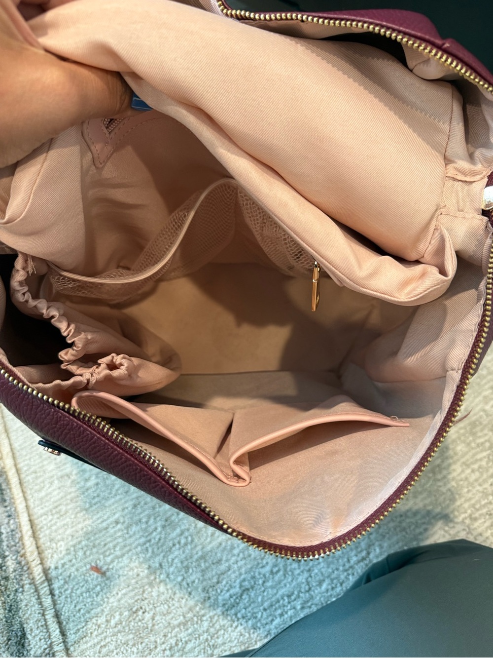 Poppy & Peonies Burgundy Leather diaper bag - Picture 5 of 6